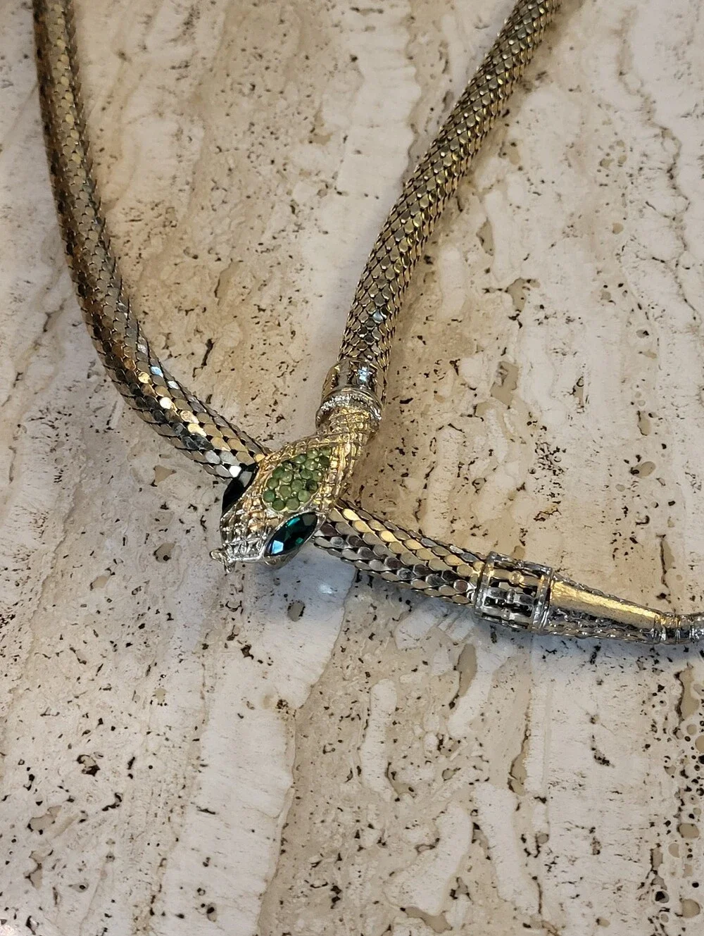 Whiting Davis Vintage 60s Goldtone Oromesh Serpent Belt/Lariat Necklace 38